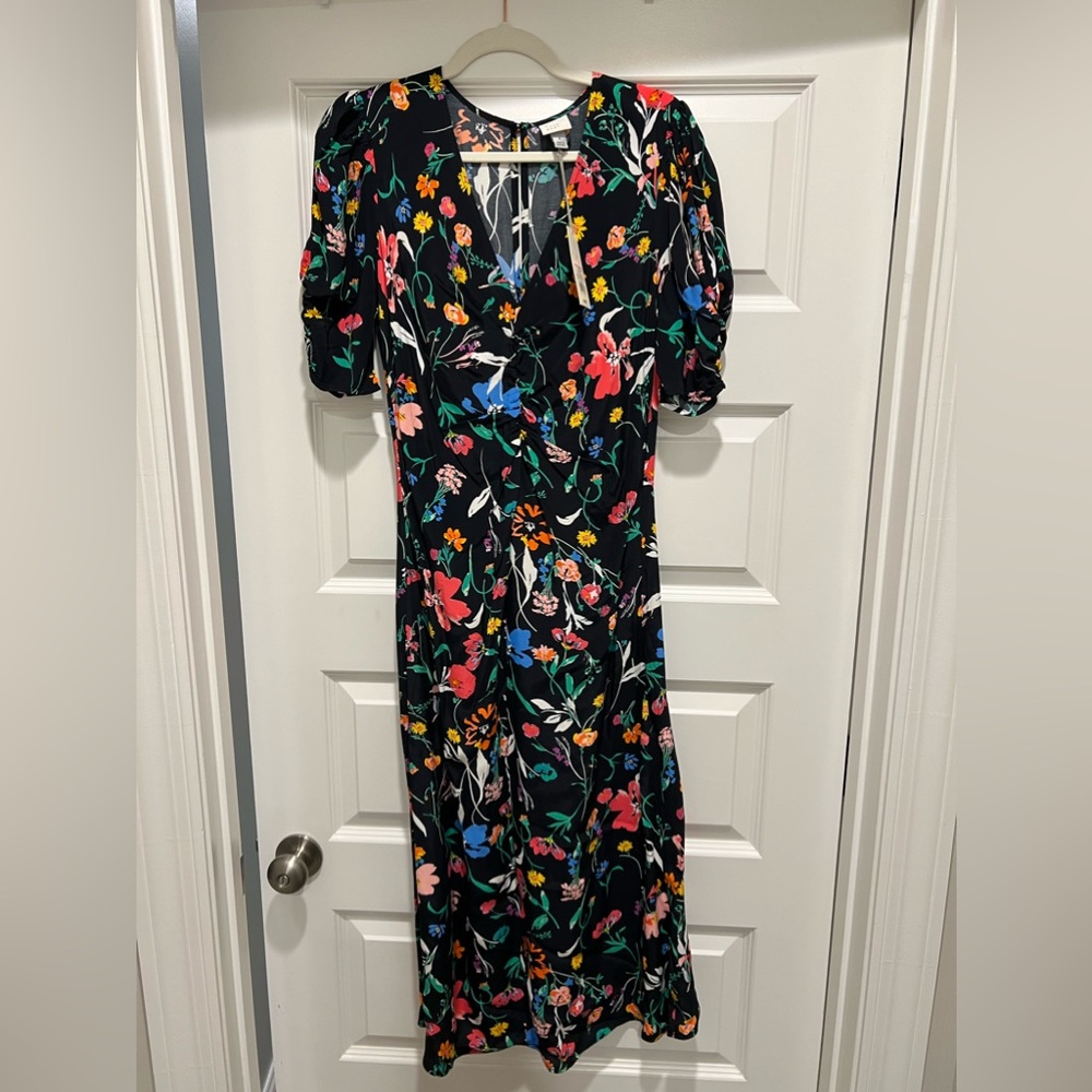 Black and floral midi dress